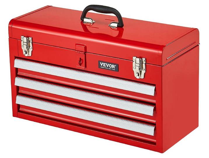 VEVOR Boîte à outils en métal\, 52\,1 cm\, boîte à outils portable en métal\, petite boîte à outils\, organisateur d'outils polyvalents à revêtement par poudre\, rouge