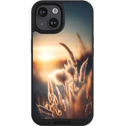 Nivocase Handyhülle für Apple iPhone 15 Hülle NIVOpure Case Schwarz Natur Sonne Pampasgras (Apple iPhone 15), Smartphone Hülle, Schwarz