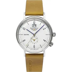 Bauhaus Herren Quarz 21441 - Weißes Ziffernblatt mit schwarzen Zahlen/Indices,maisfarben - 41mm