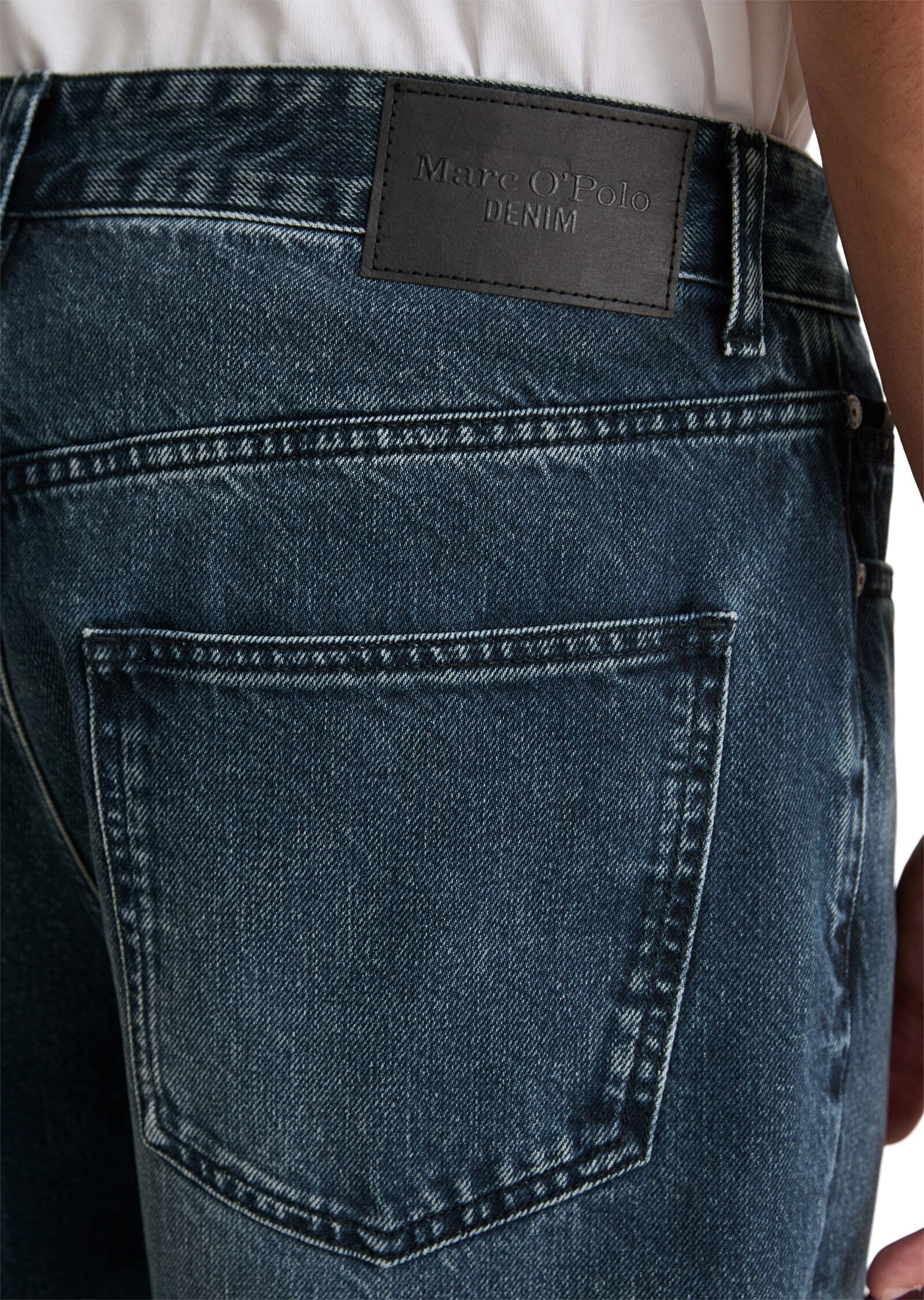 Marc O' Polo Tapered-fit-Jeans MARC O'POLO DENIM "Runne", Herren, Gr. 29, Länge 32, blau (dunkelblau), Denim/Jeans, Obermaterial: 100% Baumwolle, normal, Jeans Tapered-fit-Jeans, tapered fit, reine Bio-Baumwolle dunkelblau 29, Länge 32