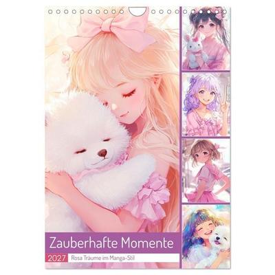 Zauberhafte Momente. Rosa Träume im Manga-Stil (Wandkalender 2027 DIN A4 hoch), CALVENDO Monatskalender