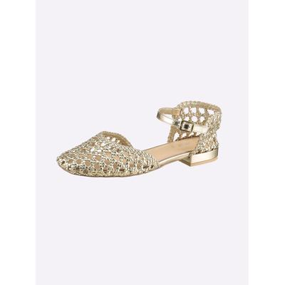 Ballerina HEINE, Damen, Gr. 38, gold (hellgoldfarben), Synthetik, Schuhe Ballerina
