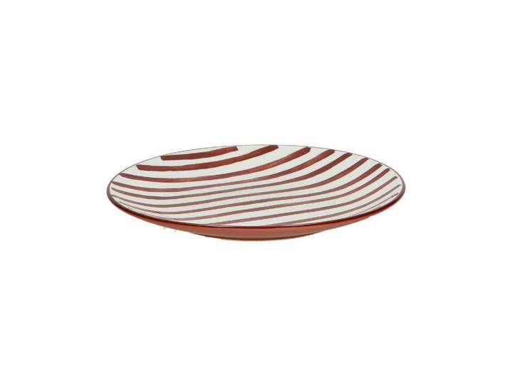 Assiette à dessert en porcelaine orange foncé, ronde, à motifs -
