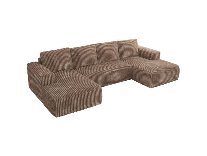 WOHNLANDSCHAFT TRENTINO U Braun Cord