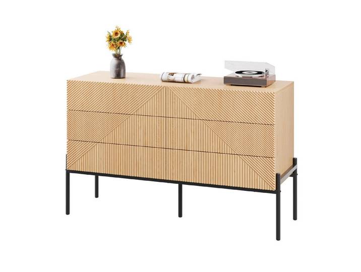 Fine Life Pro Sideboard Sideboard, 3D-Textur, Sechs Schubladen