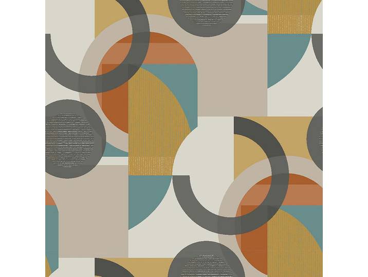 next Vliestapete Retro Geo 1000x52cm, Orange, Papier, Kunststoff, Grafikmuster, Vintage, Rechteckig, 52x1000 cm, Tapeten & Wandverkleidungen, Vliestapeten