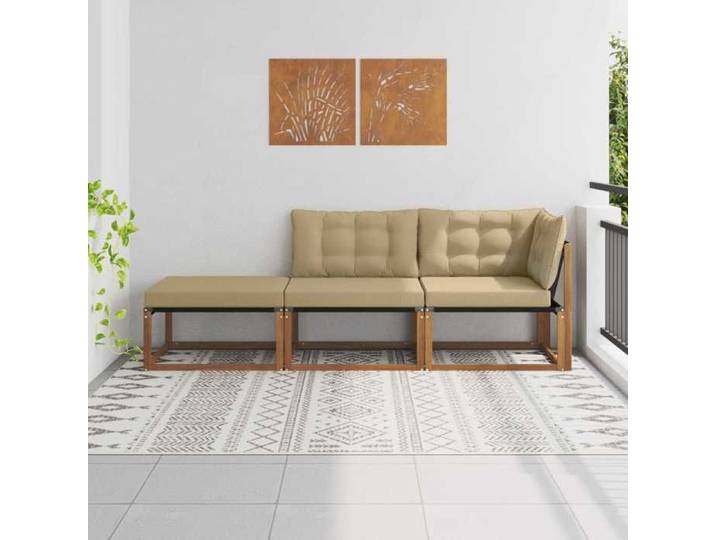 Unités de sofa sectionnel d'extérieur 3 Pièce Naturel Meubles de balcon style moderne en extérieur 900656