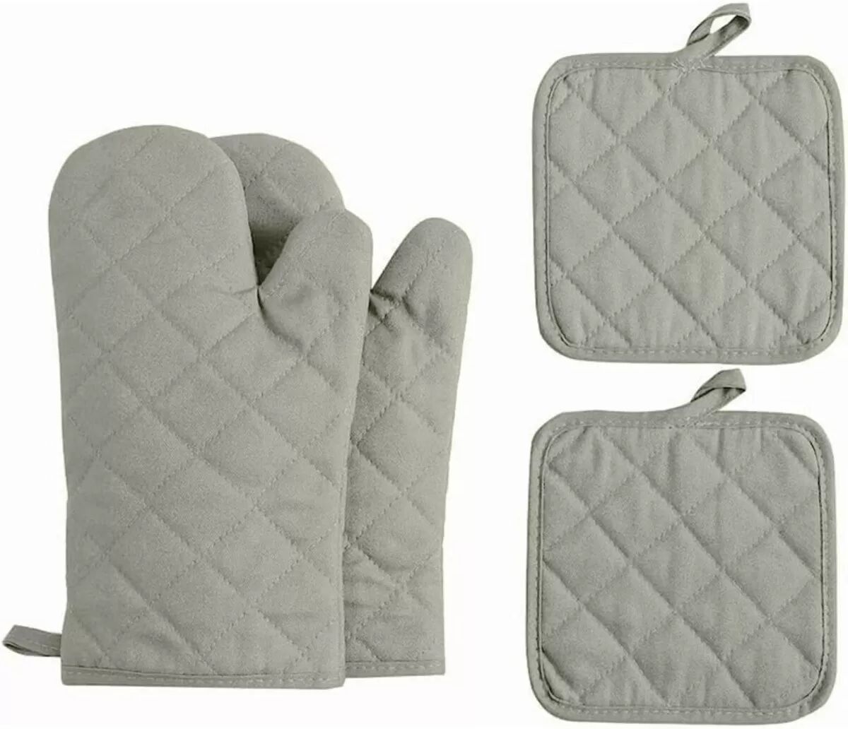 INF Baumwoll-Topflappen und Ofenhandschuhe Set - Hitzebeständige Backhandschuhe 4-teilig Grün