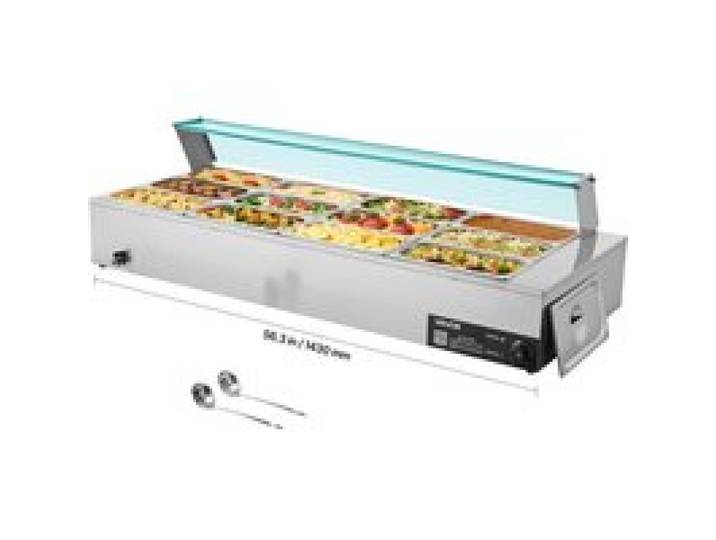 Chauffe-Plat Électrique à Vapeur 1700 W Buffet Chauffant en Inox Bain-marie avec 12 Bacs de 1/3