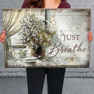 Worte Wandkunst Leinwand die Just Breathe Drucke und Poster Bilder dekorative Stoffmalerei für Wohnzimmer Bilder ohne Rahmen