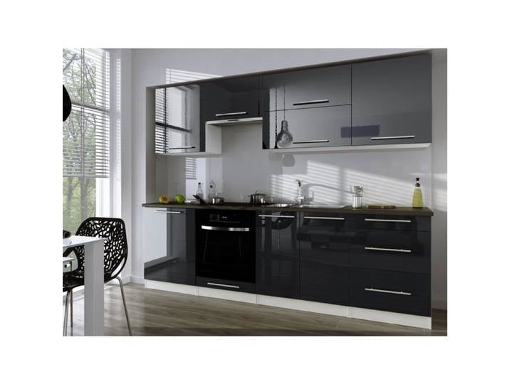 Ensemble de cuisine - 3XE LIVING - 3xE living - 260 cm (L) - Blanc/Gris brillant - 3 tiroirs 8 portes