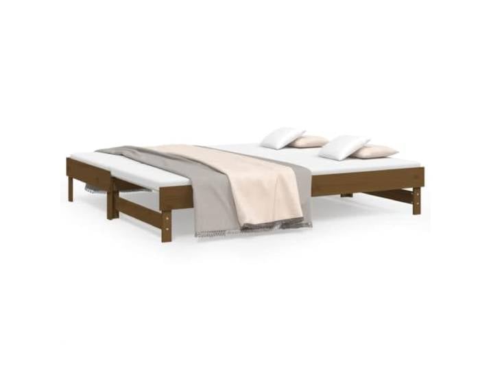 PUGYNBK Ausziehbares Schlafsofa aus massivem Kiefernholz, Braun, 2 x (100 x 200 cm)