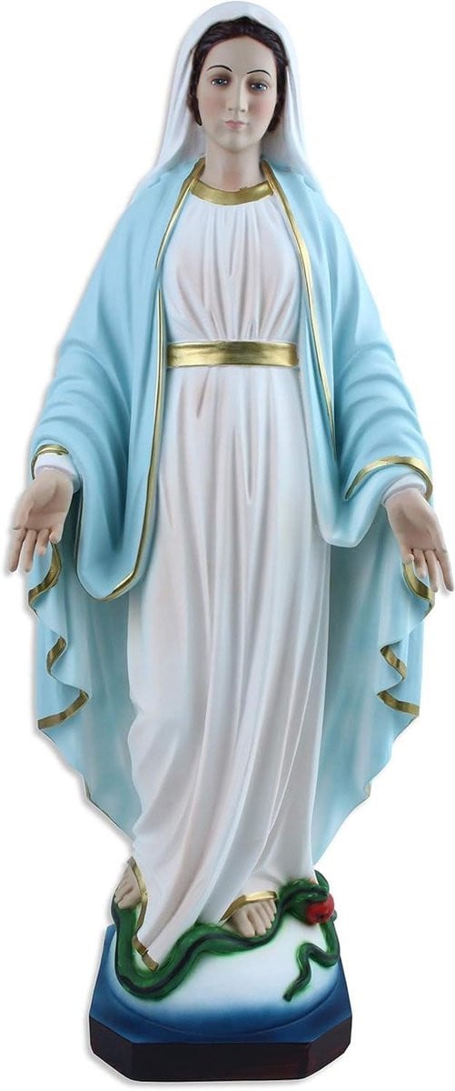 Handgeschilderd Madonna Religieus Beeld voor Binnendecoratie - Multicolor - Hoogte: 60 cm