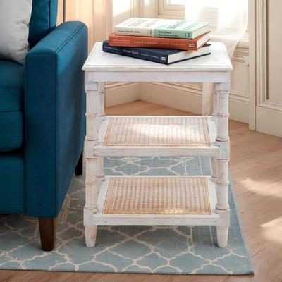 Carolina Chair And Table Co. Clifton Cane Accent Table Whitewash , Whitewash