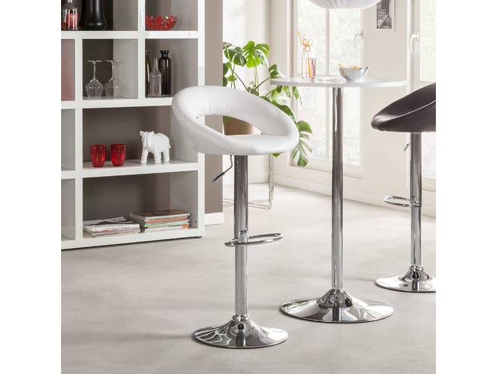 Barstuhl Hemingway 55 x 82 x 51cm Weiß / Chrom 2er Set