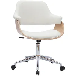 Design-Bürostuhl in Weiß mit hellem Holz HANSEN