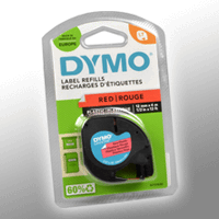 Dymo Label Band Letratag 91223 (S0721680) schwarz auf rot 12mm x 4m Plastik