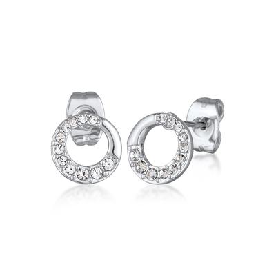 Paar Ohrstecker ELLI "Ohrringe Ohrstecker Damen Kreis Kristalle Elegant Goldfarben", silber, Ohrringe, Damen, mit Stein, Messing