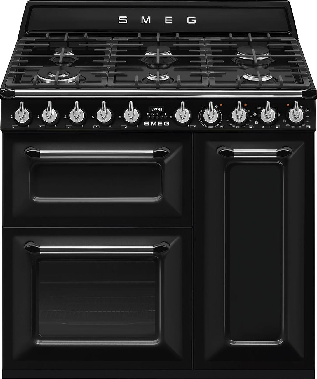 Smeg Tr93 90 Cm Gasherd Mit Backofen 6 Brennern Schwarz Schwarz One Size