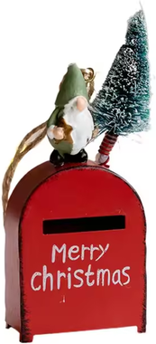 Rare Purchases Santa Claus Exquisite Cartoon Iron Mail Box, Christmas Tree Decoration Pendant, House Pendant Decoration Christmas House red