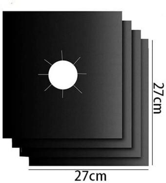 Inspire Curations CleanGuard Gas Stove Protective Mat Oil Proof, Easy Clean Stove Surface Cover 4pcs Black