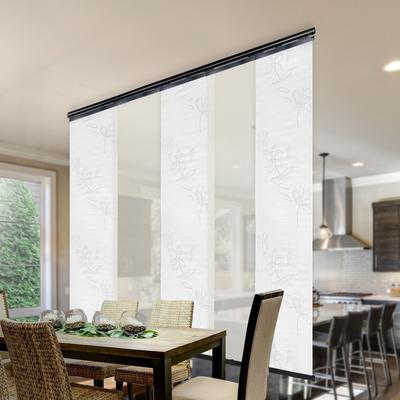 "InStyleDesign 5-Panel Single Rail Panel Track Extendable 58""-110""W x 94""H, Panel width 23.5"", Floret, Ash Sieve. - 110""Wx94""H"