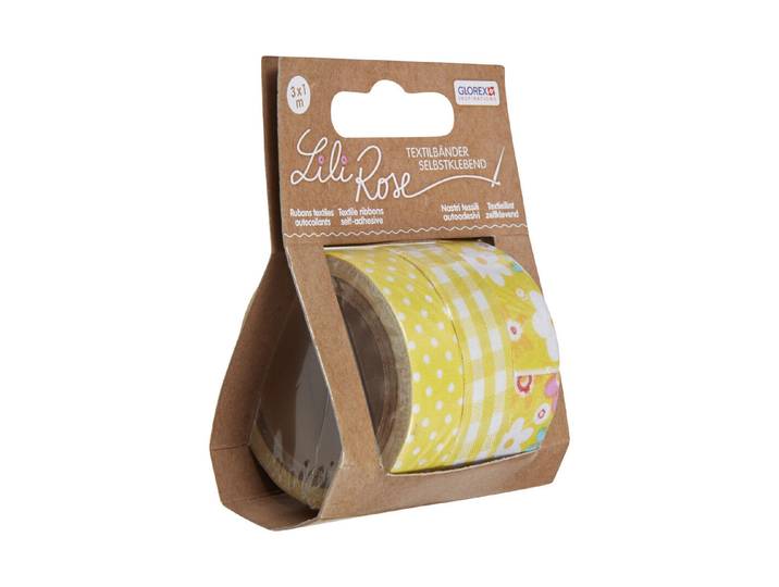 Glorex Selbstklebende Textilbänder Gelb 3 × 1.5 cm 3 m
