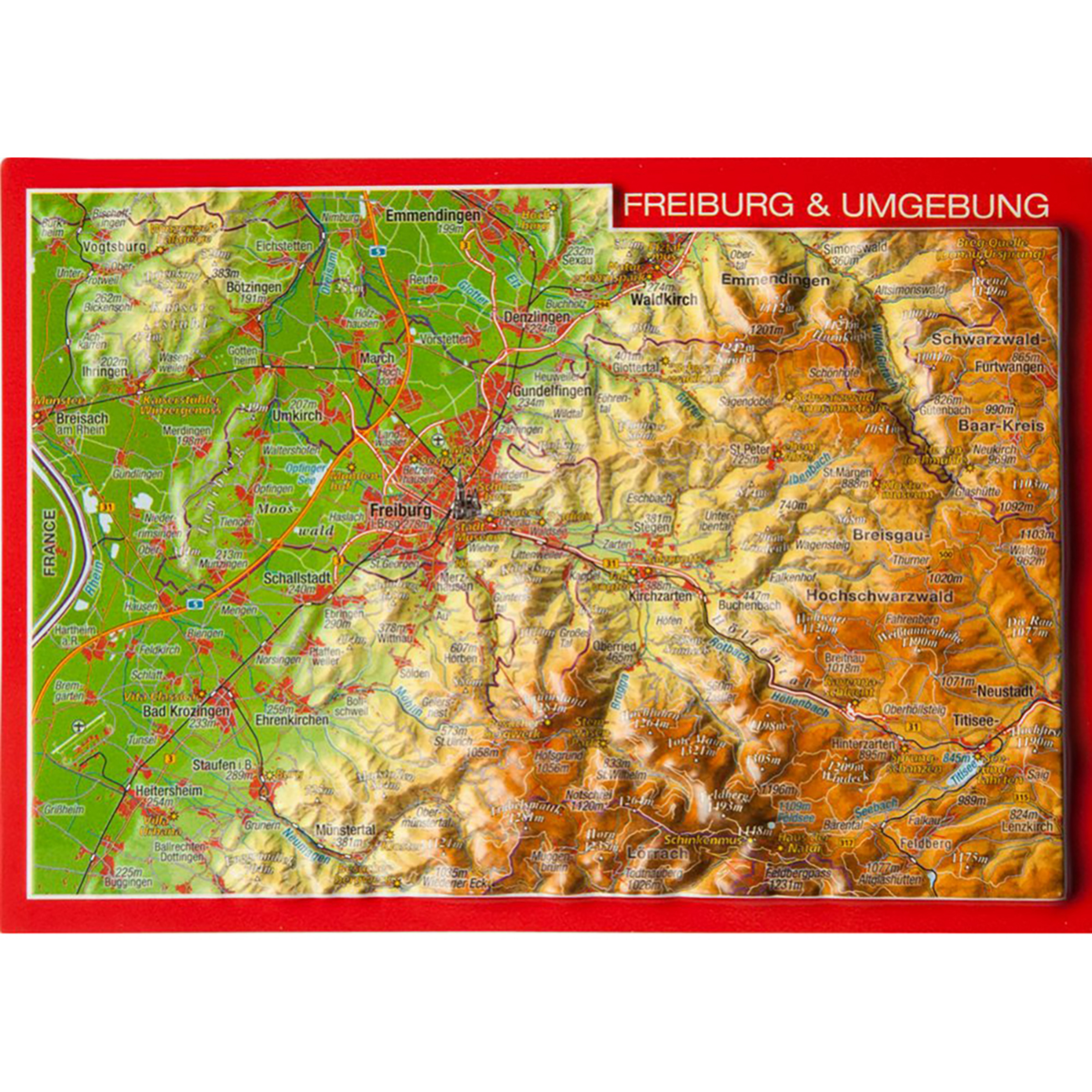 Georelief 3D Reliefpostkarte Freiburg & Umgebung Postkarten