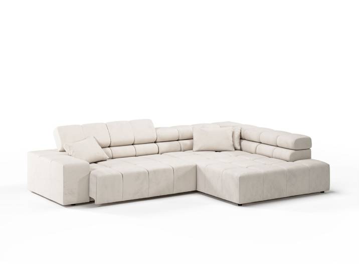 Candy Oregon Feincord Ecksofa motorische Sitztiefenverstellung
