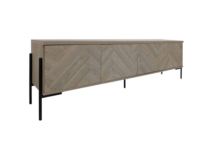 Meuble tv avec 4 portes effet chevrons chêne