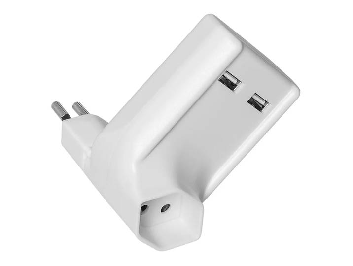 Steffen - 1x, T12/T13 + 2x, USB, Drehbarer Abzweigstecker, Weiss, 270°