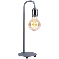 Tischleuchte nickel-matt Beistellleuchte Metall Retro Tischlampe grau Industriell, 1x E27 Fassung, HxT 43,8x15 cm