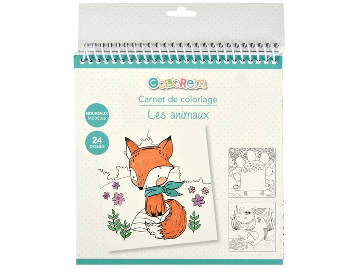 Malbuch für Kinder mit Tiermotiven, Ringbuch, 24 Seiten, Ausmalbuch, 21 x 21 cm