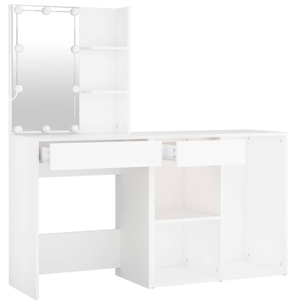 vidaXL LED-makeuptafel met kast, wit, 140 x 60 x 40 cm