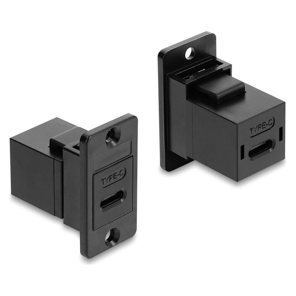 Delock Panel Mount USB 2.0 Type-C Buchse zu Buchse schwarz (91926) (91926)