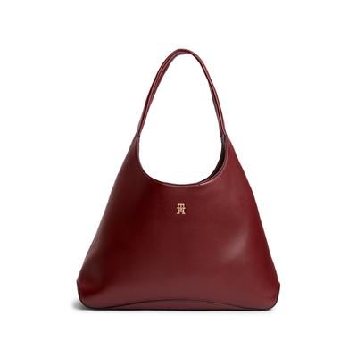 Hobo TOMMY HILFIGER "TH EVERYDAY HOBO", Damen, Gr. B/H/T: 45cm x 27,5cm x 13cm, rot (dunkelrot), Lederimitat, Taschen Hobo, Damen Schultertasche, Umhängetasche mit TH-Logoemblem