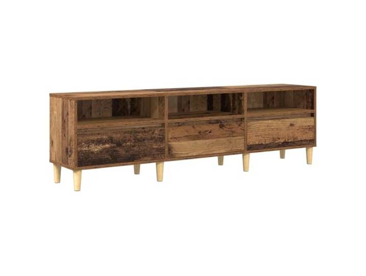 KUPTYERFG TV Lowboard Altholz 150x30x45 cm Fernsehtisch mit Schubladen Rustikale Fernsehablage fuer das Wohnzimmer mit zwei leise gleitenden Schubladen und offener Ablage fuer Receiver.