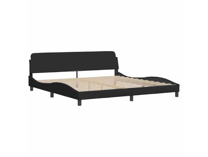 (En Promotion)Lit 2 PERSONNES 200x200cm Cadre de lit Dover Contemporain noir 200x200cm tissu L580809