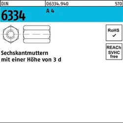 Sechskantmutter DIN 6334 M10 SW17 A 4 10 Stück