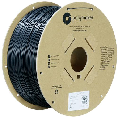 Polymaker PA02037 PolyLite PLA Filament True Black 1.75mm / 3kg Filament PLA hohe Steifigkeit, hohe Zugfestigkeit 1.75mm 3000g