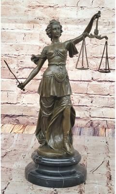 Bronzhaus Lady Justice Bronze Statue – Elegant Symbol Of Law And Fairness On Marble Base