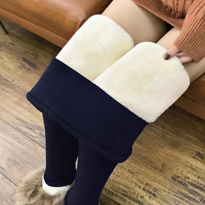 LightInthebox Lambskin Winter Leggings for Women, Fleece Lined Thermal High Waist Slim Pants, Thick Warm Stretch Cotton Jeggings for Cold Weather