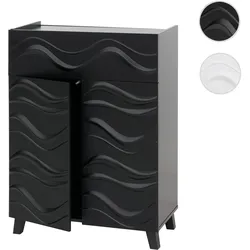 Kommode HWC-N86, Schrank Sideboard Anrichte, 3D-Wellen-Design Push-to-open Türen 107x76x36cm ~ schwarz