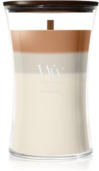 Woodwick Trilogy Café Macchiato vela perfumada com pavio de madeira 610 g. Trilogy Café Macchiato