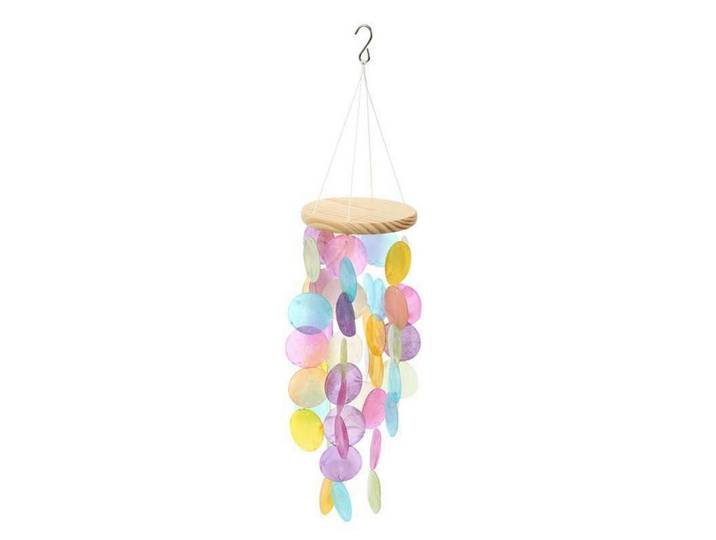 Windspiel Muschel Capiz Bunt 60 x 40 x 13 cm, Mehrfarbig, Holz, 40x13x60 cm, Dekoration, Gartendeko