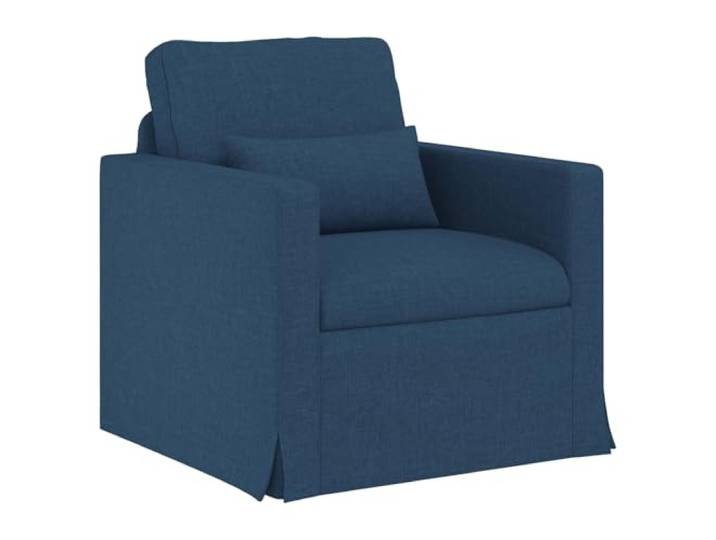 Coespram Modulsofa Blau 78 x 78 x 80 cm Polstersofa mit Metallrahmen Ergonomischer Einzelsessel in Blau für Wohnzimmer und Lounge, modulare Bauweise mit Holzarmlehnen und robustem Gestell.