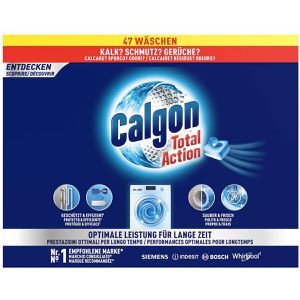 Calgon Wasserenthärter Total Action, für Waschmaschine, Tabs, gegen Kalk, Schmutz, Korrosion & Gerüche, 47 Tabs