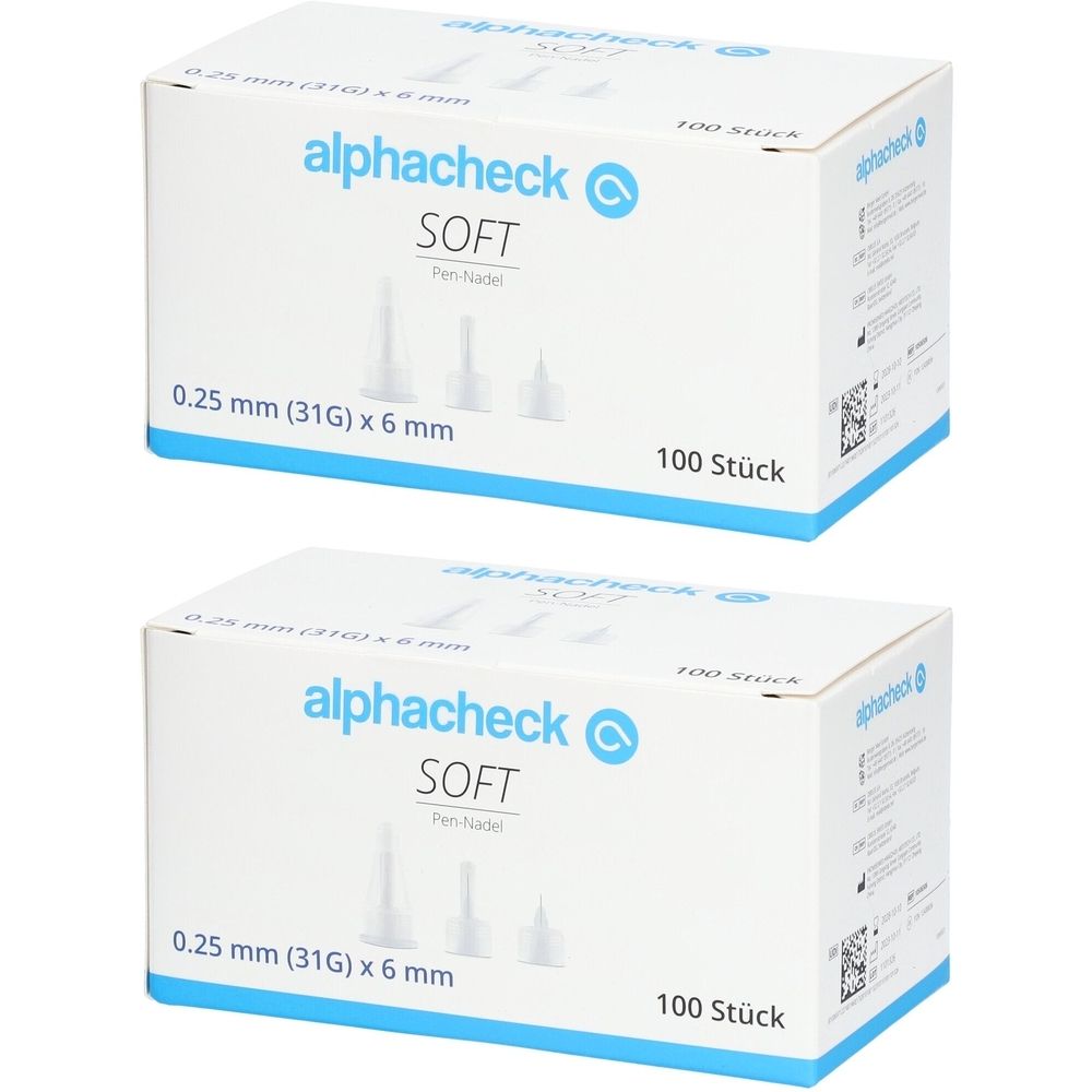 Alphacheck soft Pen-Nadeln 31 Gx6 mm 2x 2x100 St Kanüle