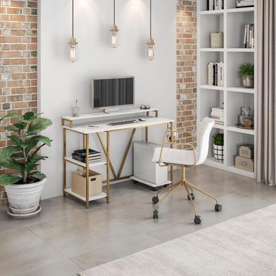 Aura Industrial Writing Desk, Gold,Without a chair