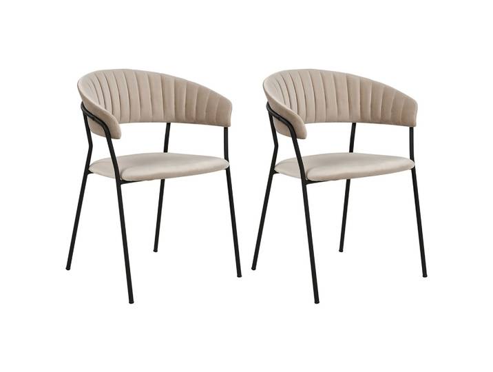 STUHL 2er-Set Samtstoff Beige Mariposa